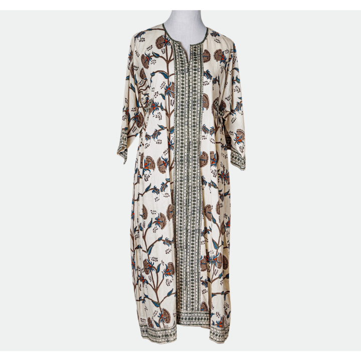 Breezy Block Print Dress with Side Gathers