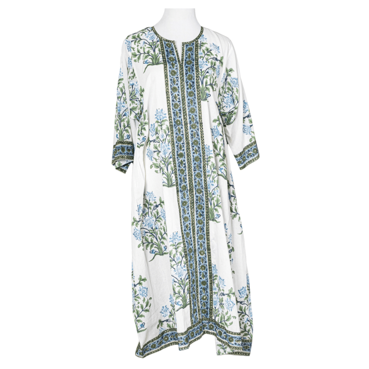 Breezy Block Print Dress with Side Gathers