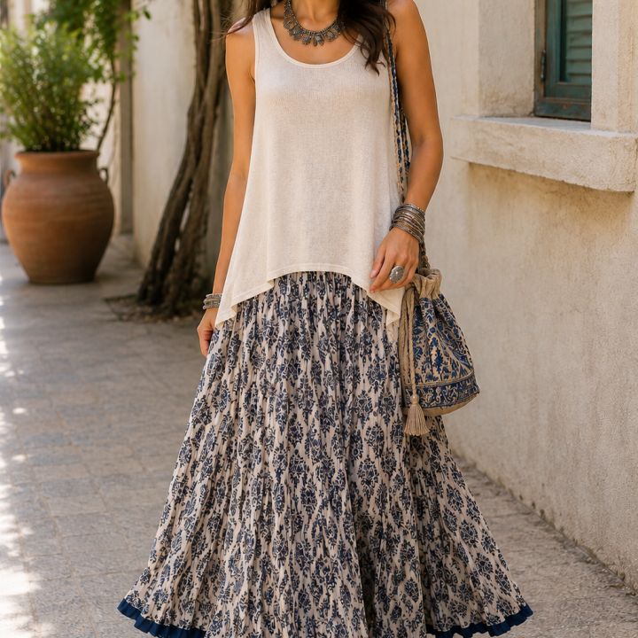 Ethereal Flow Crinkle Convertible Dress/Skirt Frill