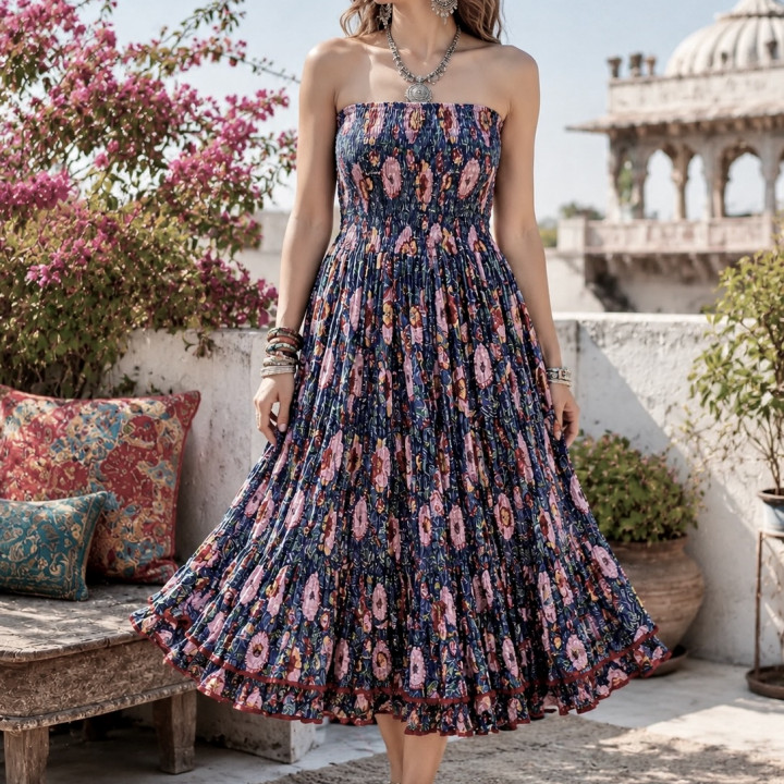 Ethereal Flow Crinkle Convertible Dress/Skirt Double Frill