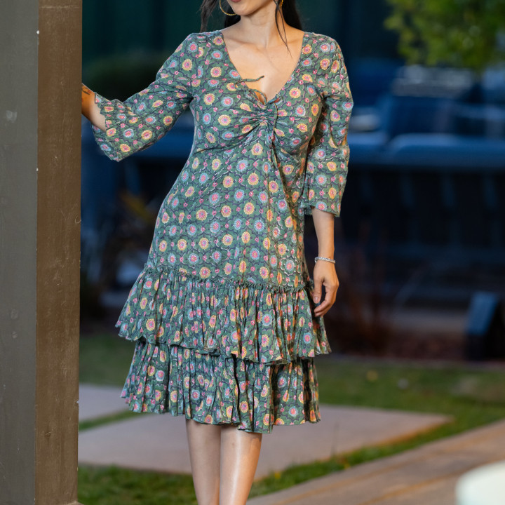 Ruffled Charm Midi Dress
