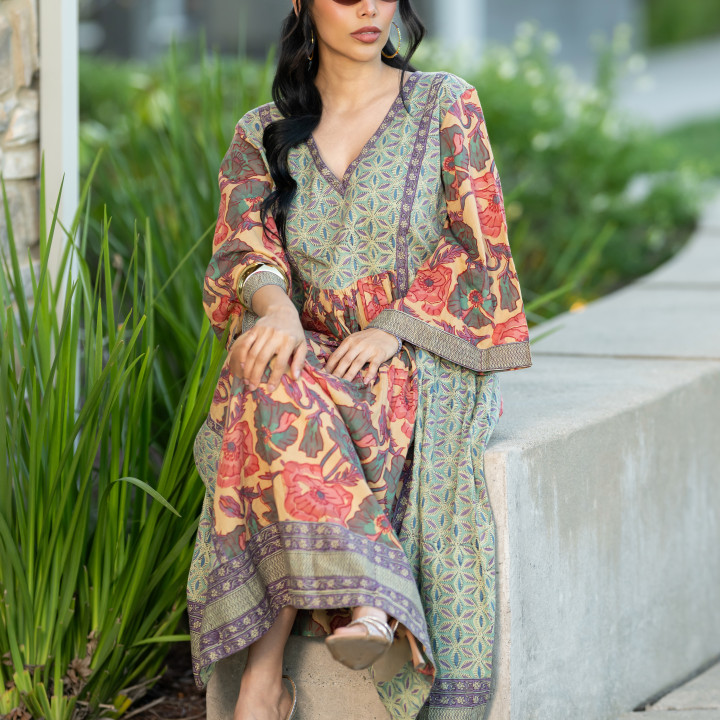 Bohemian Bell Sleeved Maxi Dress